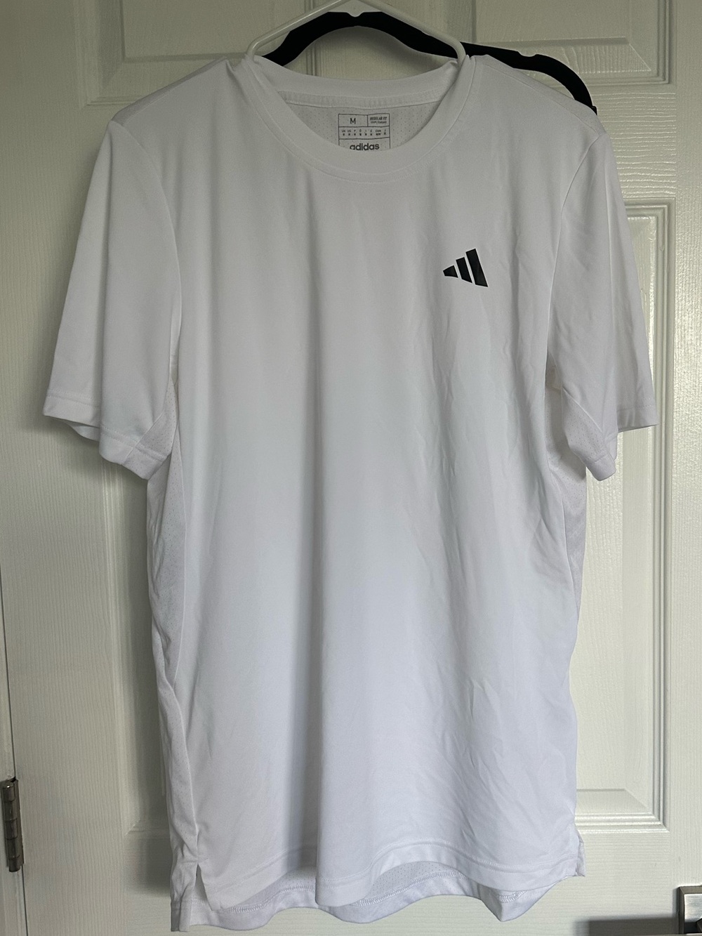 adidas Men’s White Short Sleeve Performance Tee with Black Logo